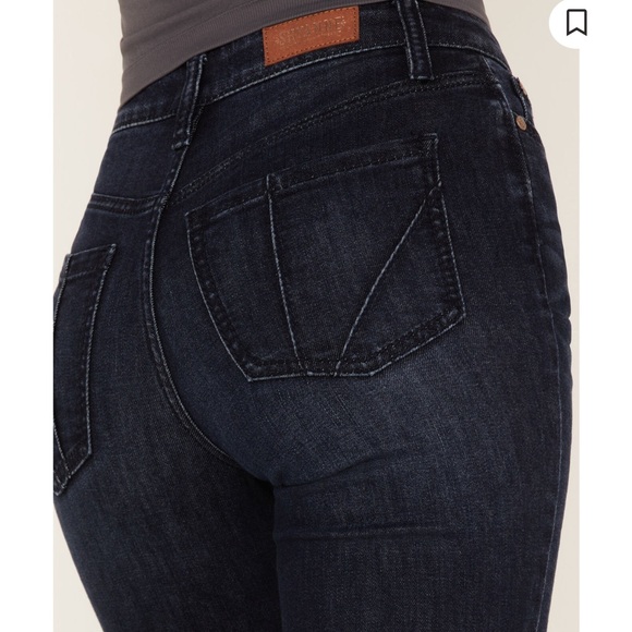 Women's Dark Blue Flare Jeans - Picture 3 of 10